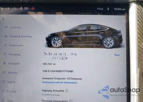 2015 Tesla Model S 70D/85D/P85D from USA, damaged, VIN 5YJSA1H25FFP70481